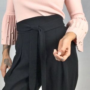 Wilfred black high waisted tie belt trousers